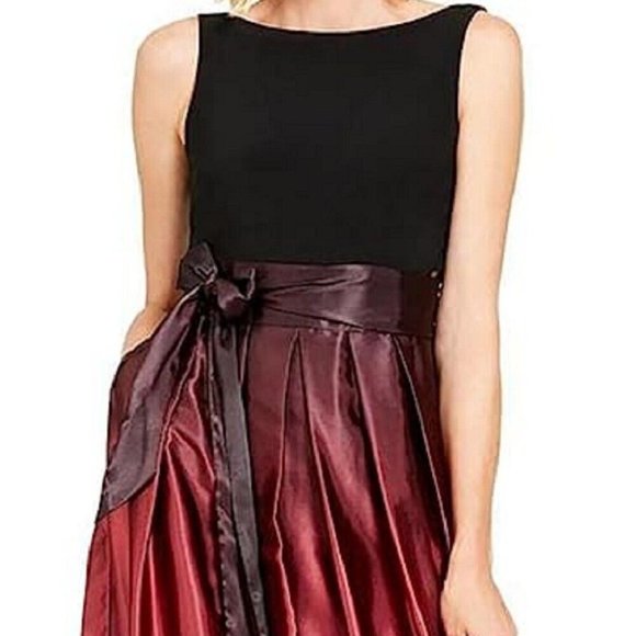 SL FASHIONS Ombré Satin Bow Sash Gown - Picture 2 of 4